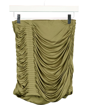 Gauge81 Olive  Green Ruched Mini Skirt UK 8