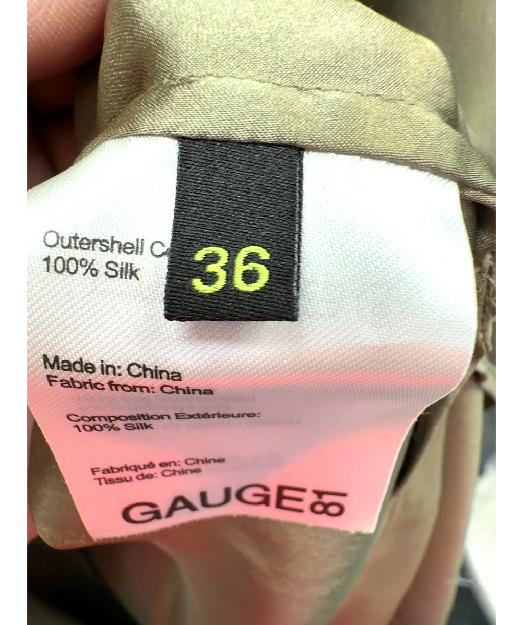 Gauge81 olive green Sabinas Silk shirt, size UK 8 — care label