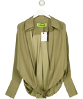 Gauge81 olive green Sabinas Silk shirt, size UK 8 — front