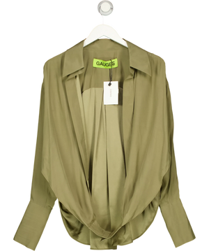 Gauge81 Olive Green Sabinas Silk Shirt UK 8