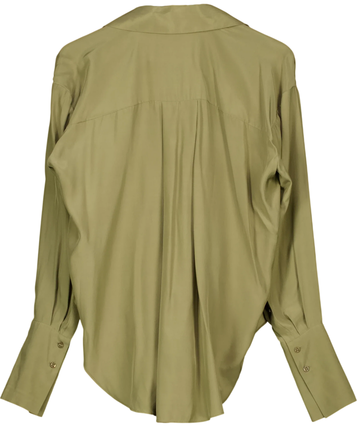 Gauge81 olive green Sabinas Silk shirt, size UK 8 — back