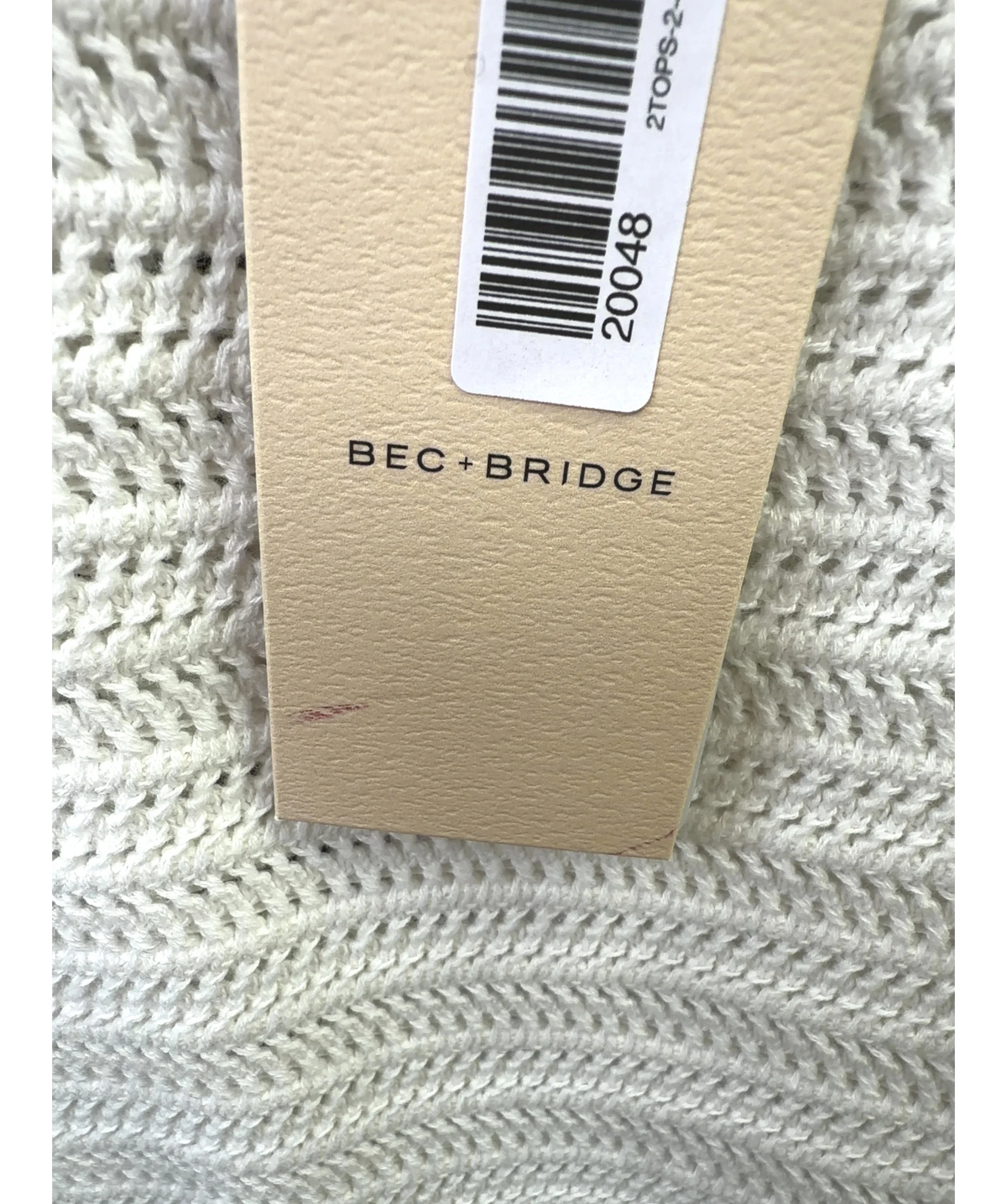 BEC+ BRIDGE White Ravyn V Neck Vest, size UK M — detail