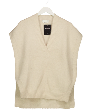 Mng Cream Wool Blend V-Neck Knit Vest UK M