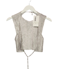 ZARA silver rhinestone mesh crop top, size UK M — front