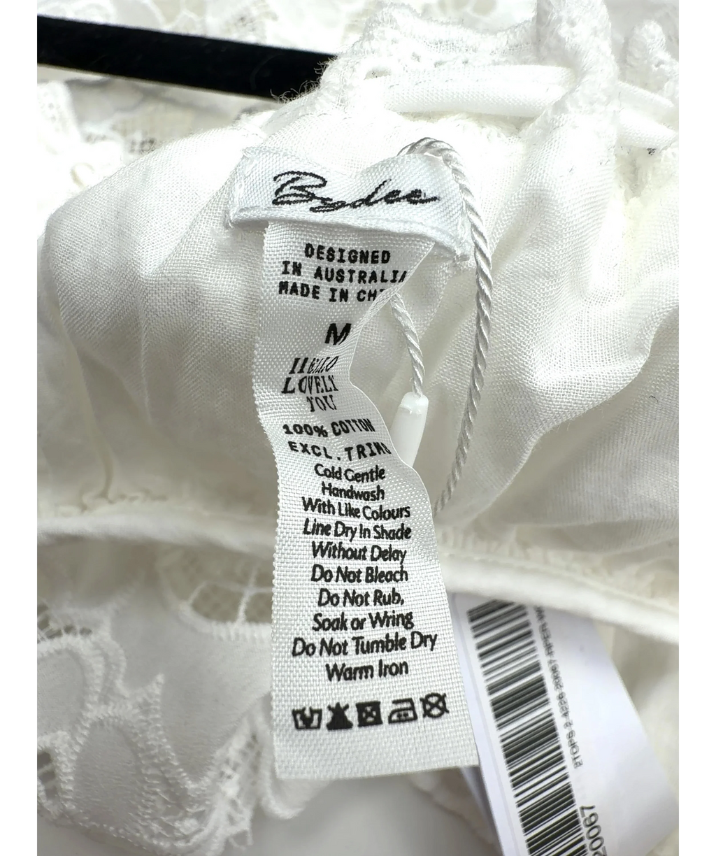 Bydee White Ophelia Top, size UK M — label
