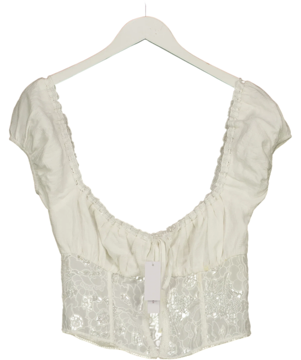 Bydee White Ophelia Top, size UK M — front