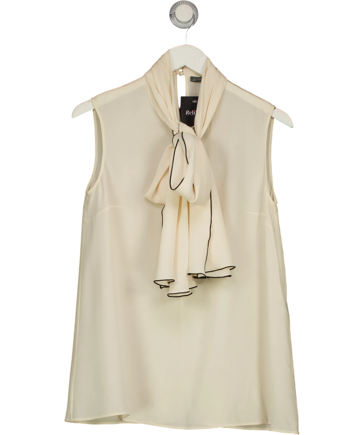 Alexander McQueen Ivory 100% Silk Sleeveless Pussy Bow Blouse - IT 40 / UK 8 — Front