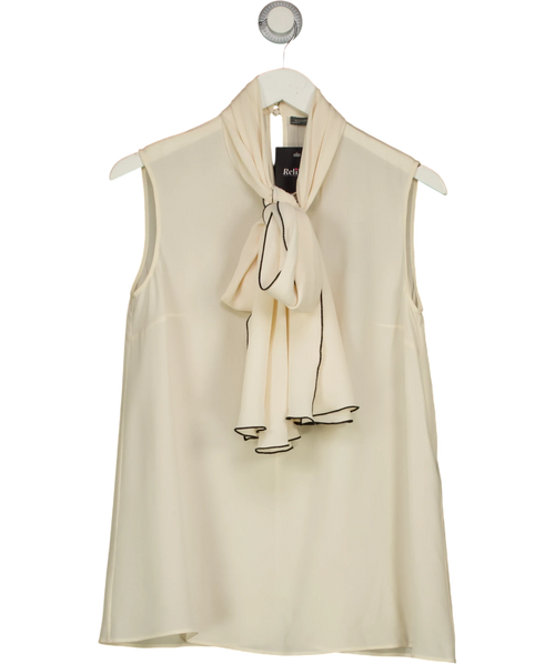 Alexander McQueen Ivory 100% Silk Sleeveless Pussy Bow Blouse - IT 40 / UK 8 — Front