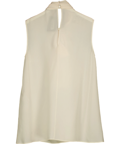 Alexander McQueen Ivory 100% Silk Sleeveless Pussy Bow Blouse - IT 40 / UK 8 — Back