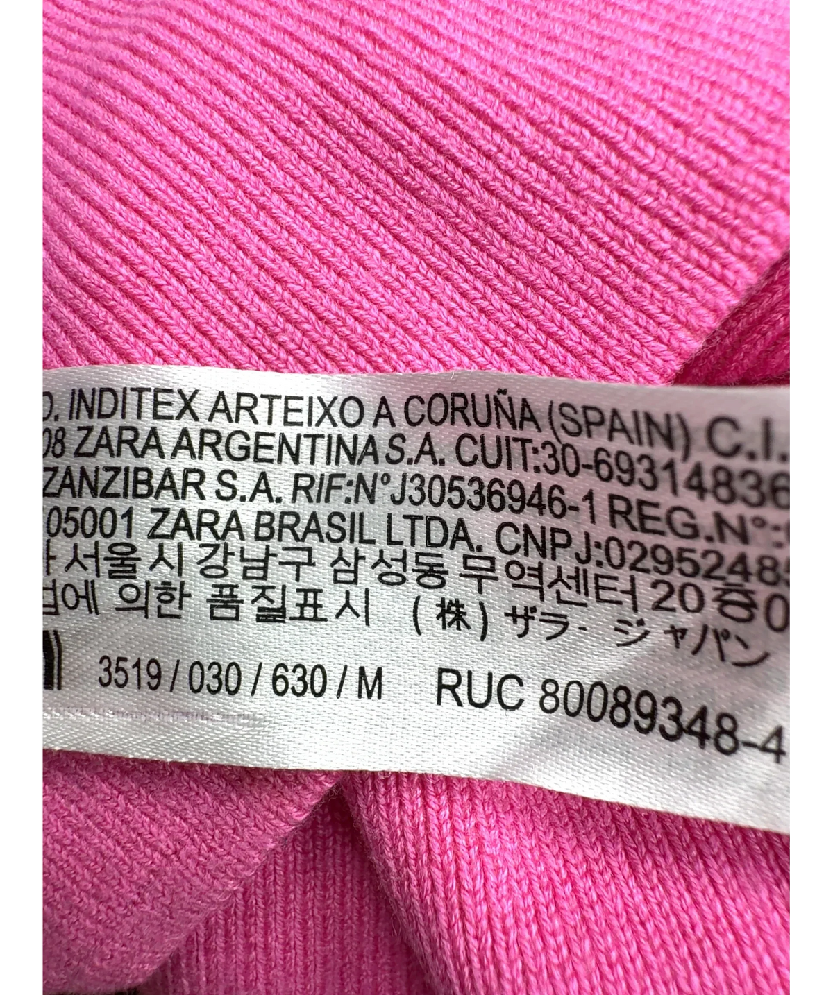 ZARA Pink Colour, size UK M — fabric detail