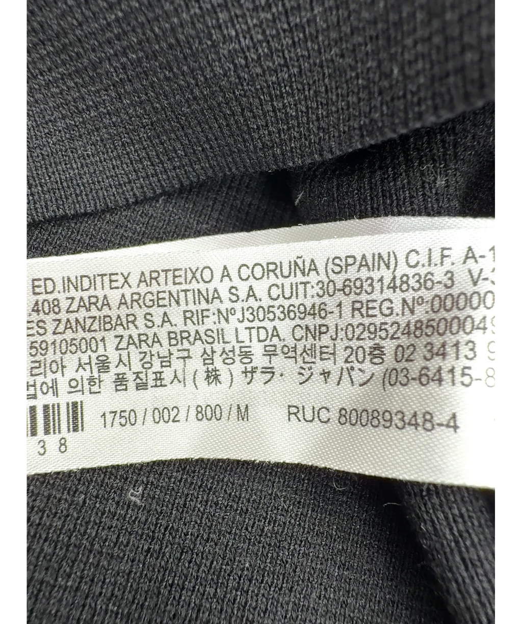 ZARA Black Colour, size UK M — fabric detail
