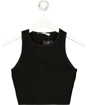 Zara Black Ribbed Tank Top UK M