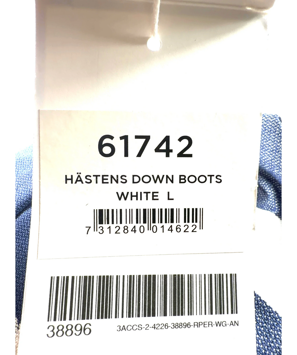 Hästens White DOWN BOOTS, size UK L — care label