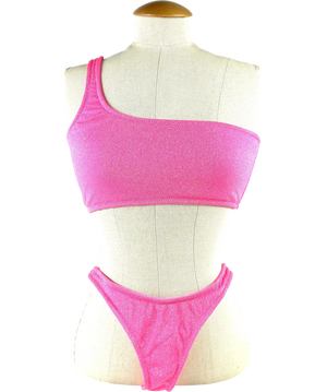TRIANGL One-Shoulder Two-Piece Bikini Set Pink And Metallic UK L