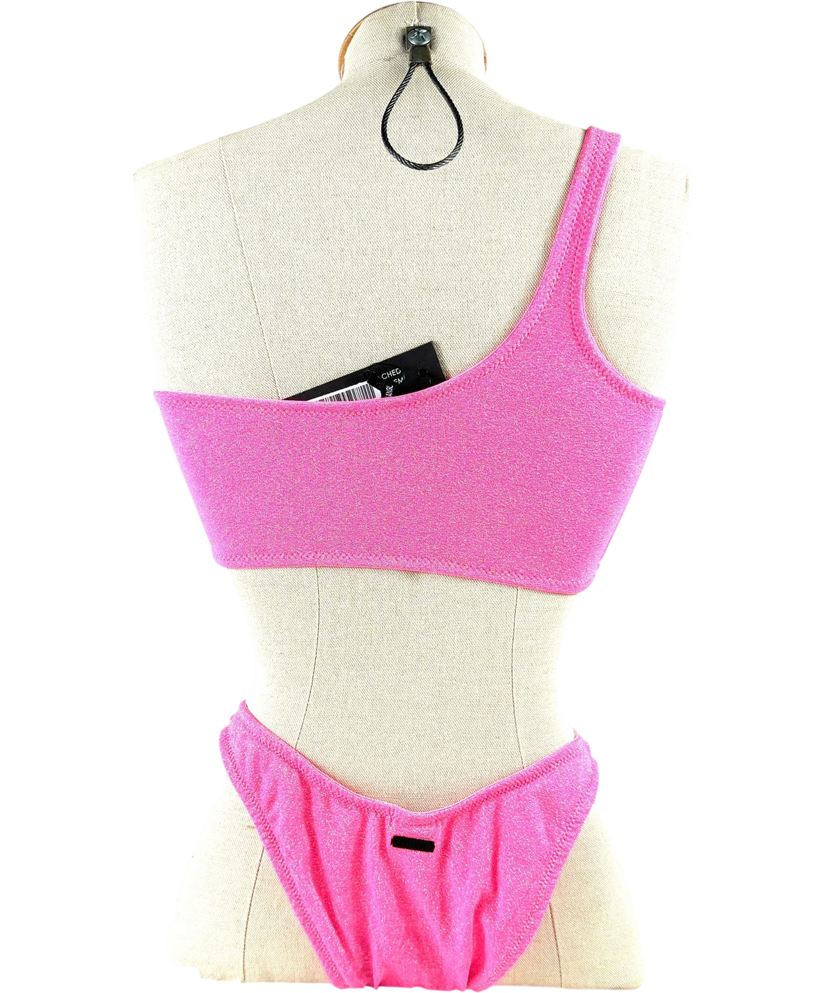 TRIANGL Pink one-shoulder two-piece bikini set, size UK L — back
