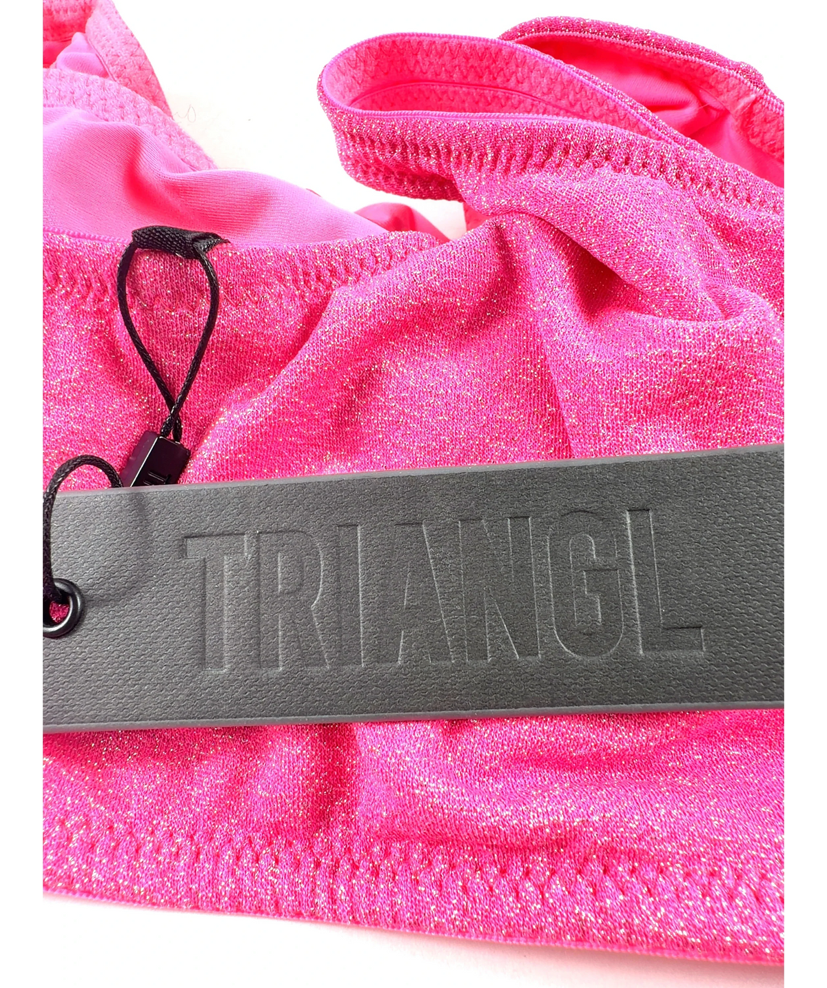 TRIANGL Pink one-shoulder two-piece bikini set, size UK L — detail