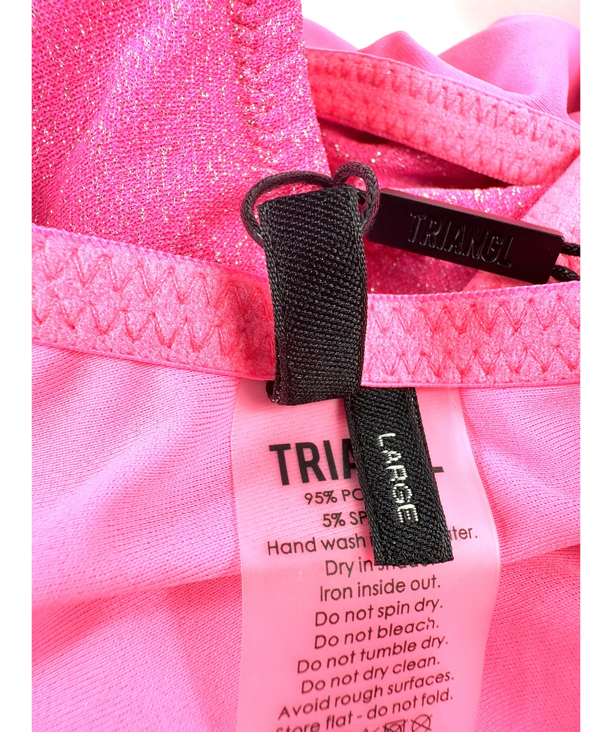 TRIANGL Pink one-shoulder two-piece bikini set, size UK L — label