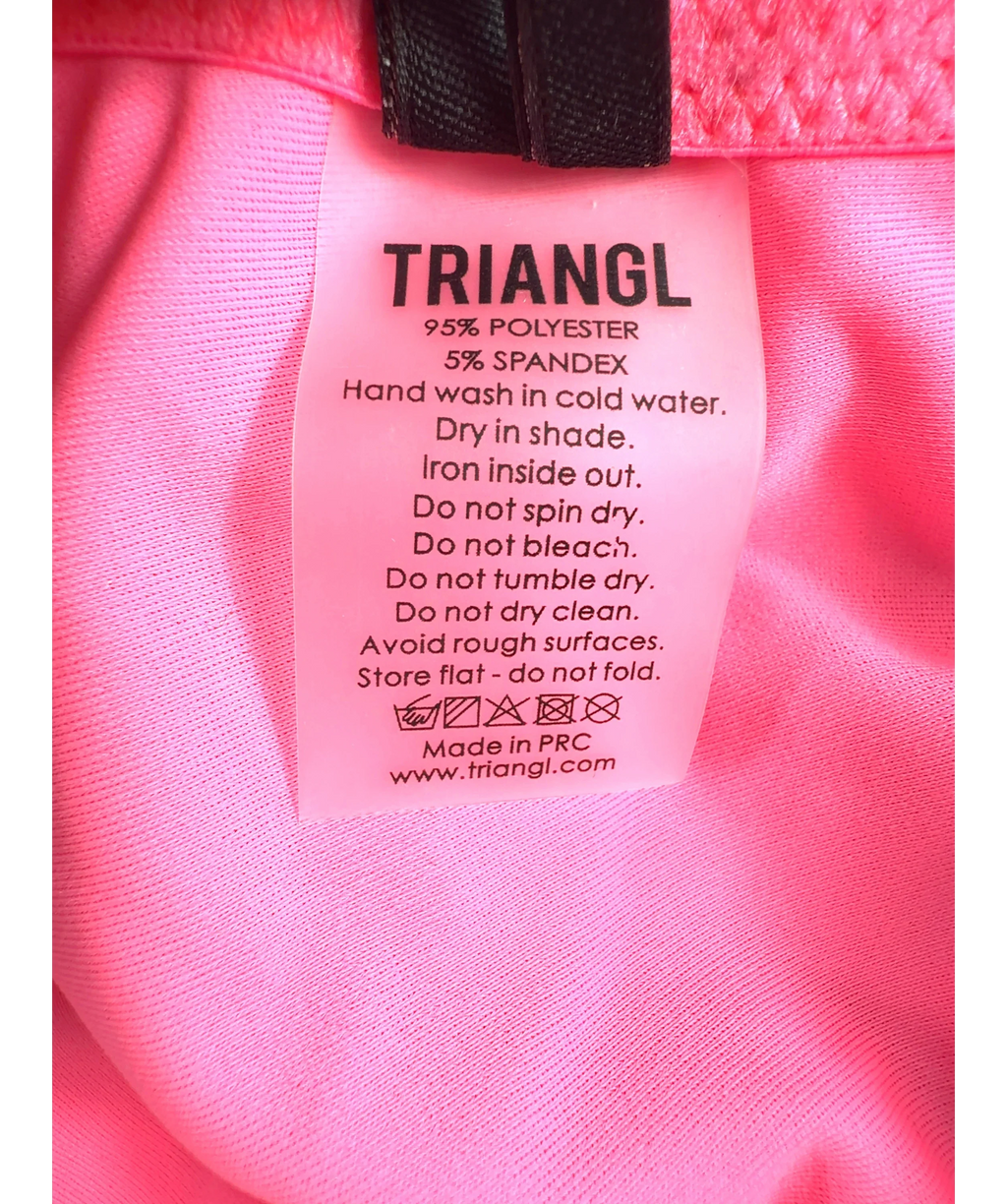 TRIANGL Pink one-shoulder two-piece bikini set, size UK L — care label