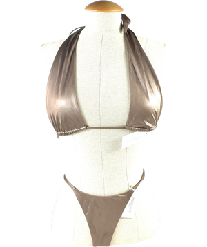 Besaint Bronze Metallic Halter Bikini UK S