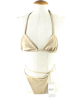 BESAINT Beige multi-wrap beige string bikini, size UK S — front