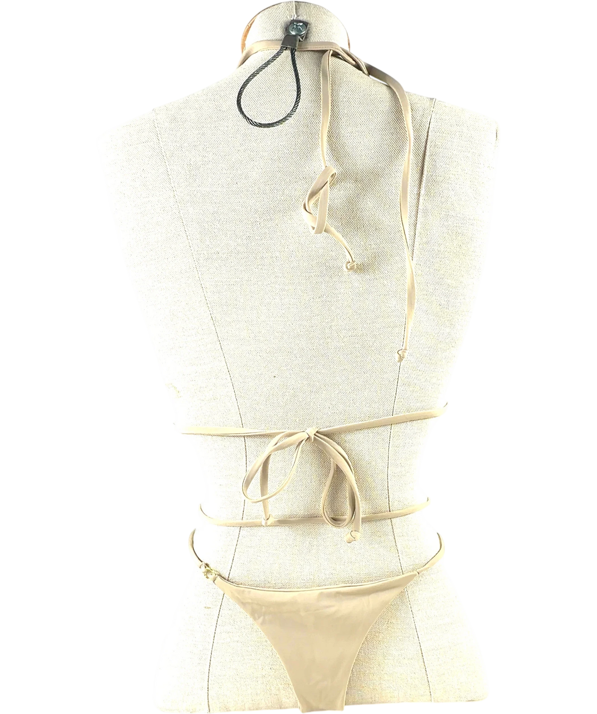 BESAINT Beige multi-wrap beige string bikini, size UK S — back