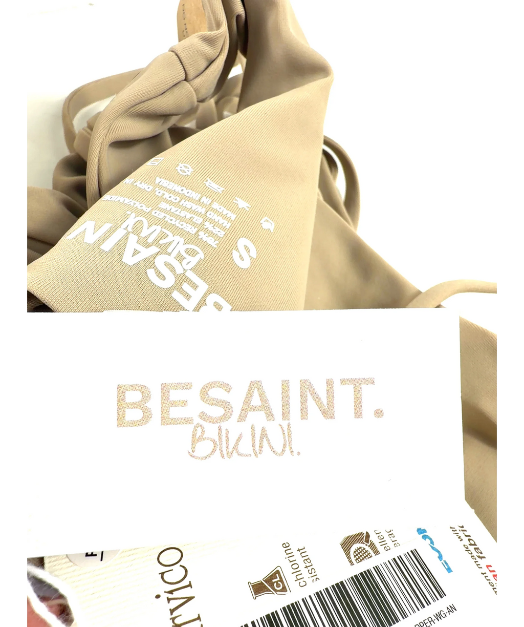 BESAINT Beige multi-wrap beige string bikini, size UK S — detail