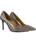 Jimmy Choo Metallic Romy 85 Glitter Pump, size UK 4 EU 37 👠 — front