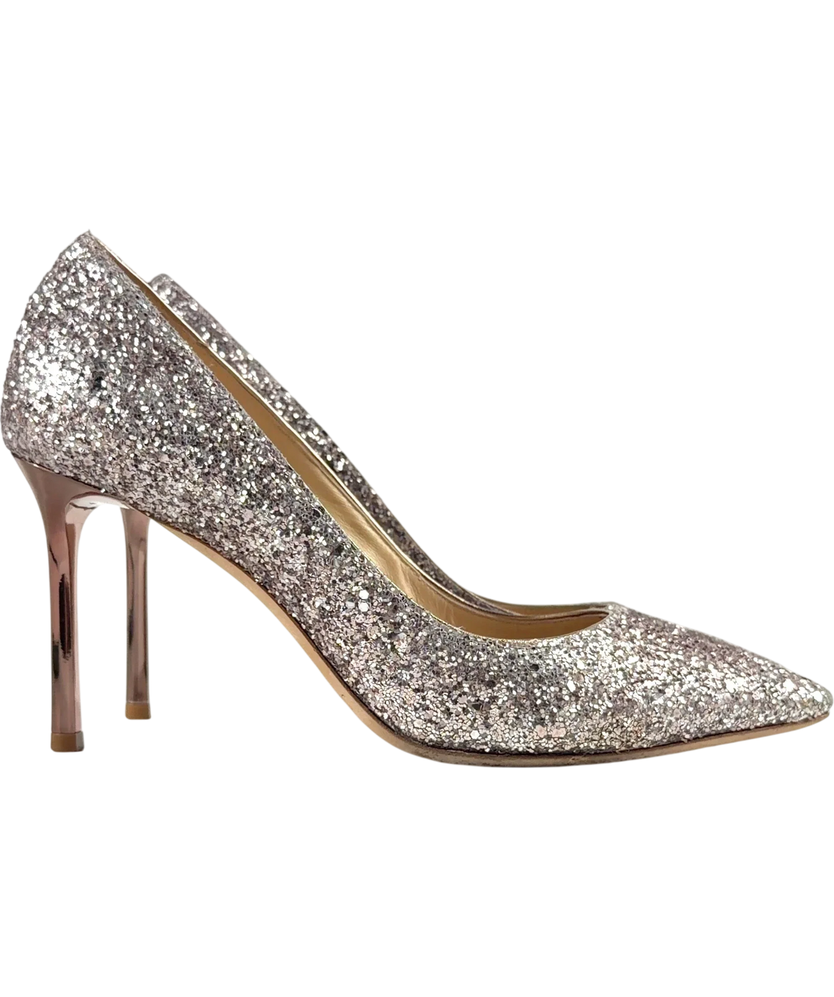 Jimmy Choo Metallic Romy 85 Glitter Pump, size UK 4 EU 37 👠 — label