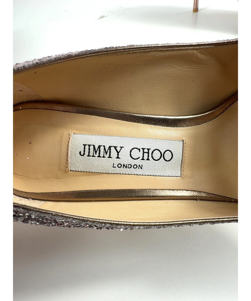 Jimmy Choo Metallic Romy 85 Glitter Pump, size UK 4 EU 37 👠 — care label