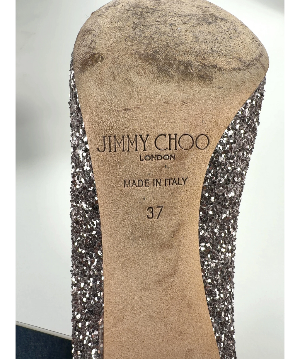 Jimmy Choo Metallic Romy 85 Glitter Pump, size UK 4 EU 37 👠 — fabric detail