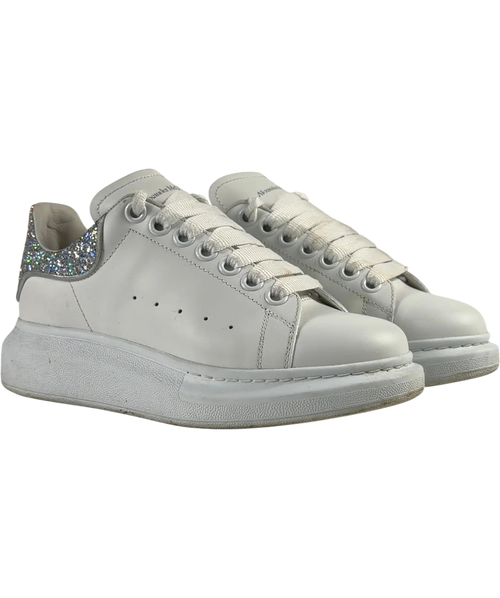 Alexander McQueen White SNEAKER LEATH S.RUBB LARRY/CRYSTAL GLITTER/METAL HE WHITE/HOLO SI./SIL, size UK 3.5 EU 36.5… — front