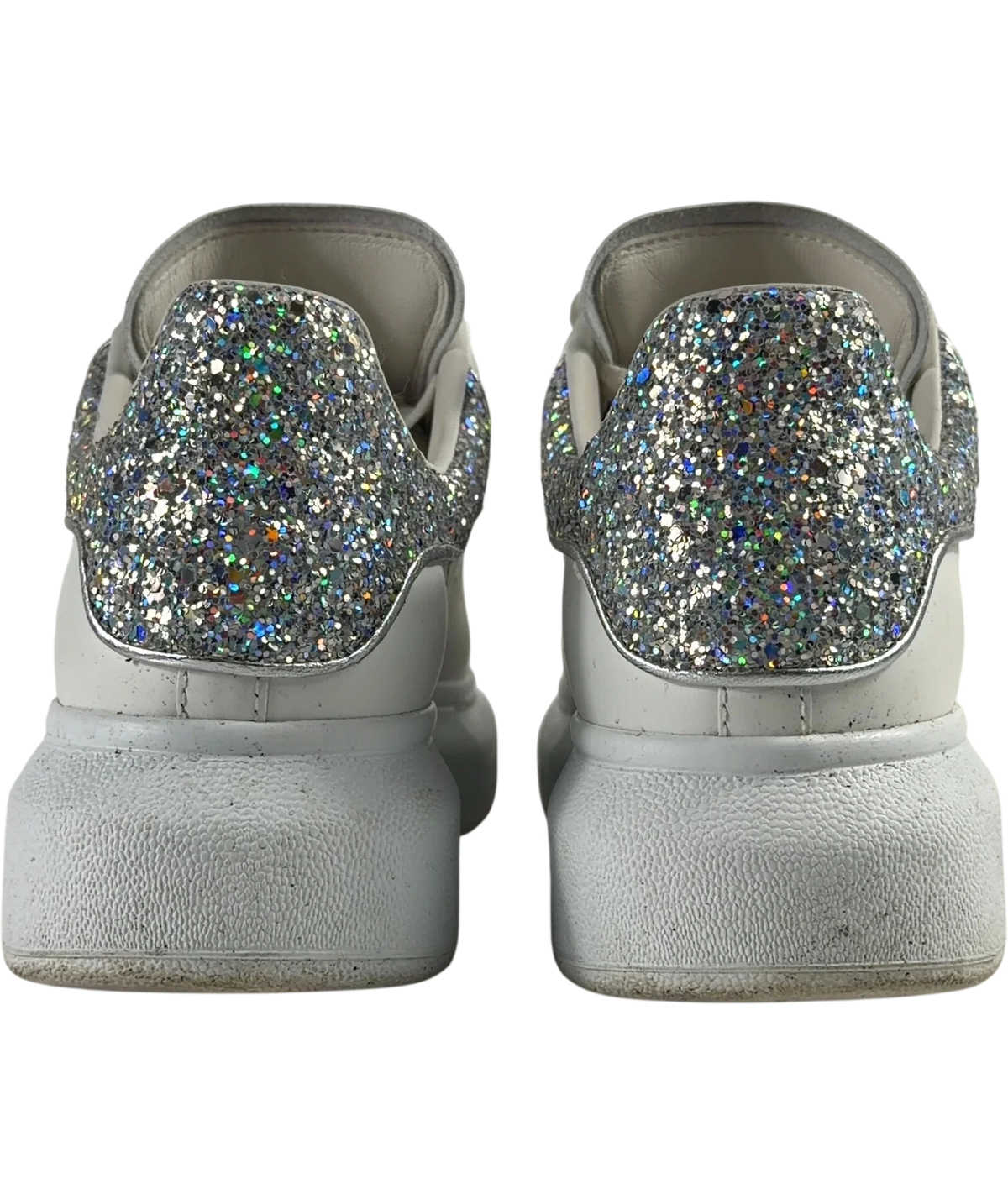 Alexander McQueen White SNEAKER LEATH S.RUBB LARRY/CRYSTAL GLITTER/METAL HE WHITE/HOLO SI./SIL, size UK 3.5 EU 36.5 👠 — back