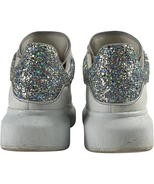 Alexander McQueen White SNEAKER LEATH S.RUBB LARRY/CRYSTAL GLITTER/METAL HE WHITE/HOLO SI./SIL, size UK 3.5 EU 36.5 👠 — back