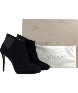 Jimmy Choo Talula 100 Black Suede Ankle Boots Size IT 37 UK 4 