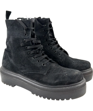 Office Black Platform Lug Sole Ankle Boot UK 7