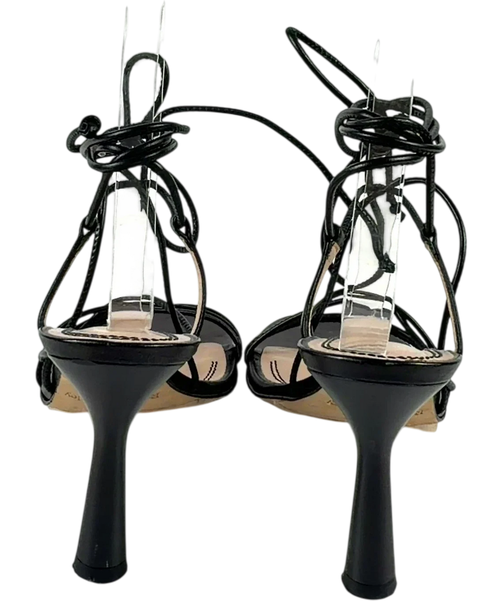 Russell & Bromley Black Dragon Strappy Round Toe Nappa Sandal, size UK 7 EU 40 👠 — back