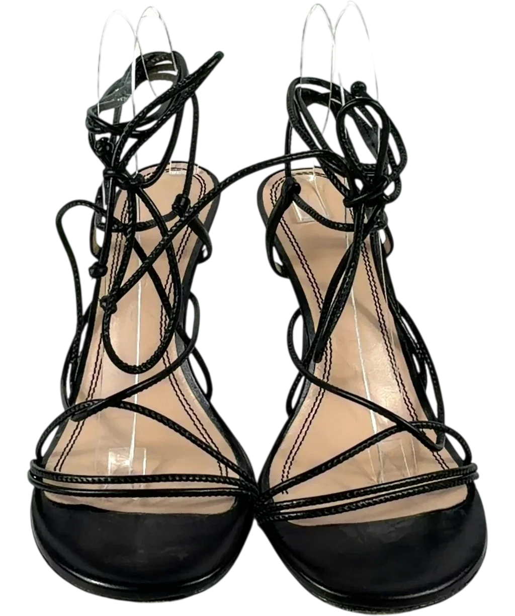 Russell & Bromley Black Dragon Strappy Round Toe Nappa Sandal, size UK 7 EU 40 👠 — detail