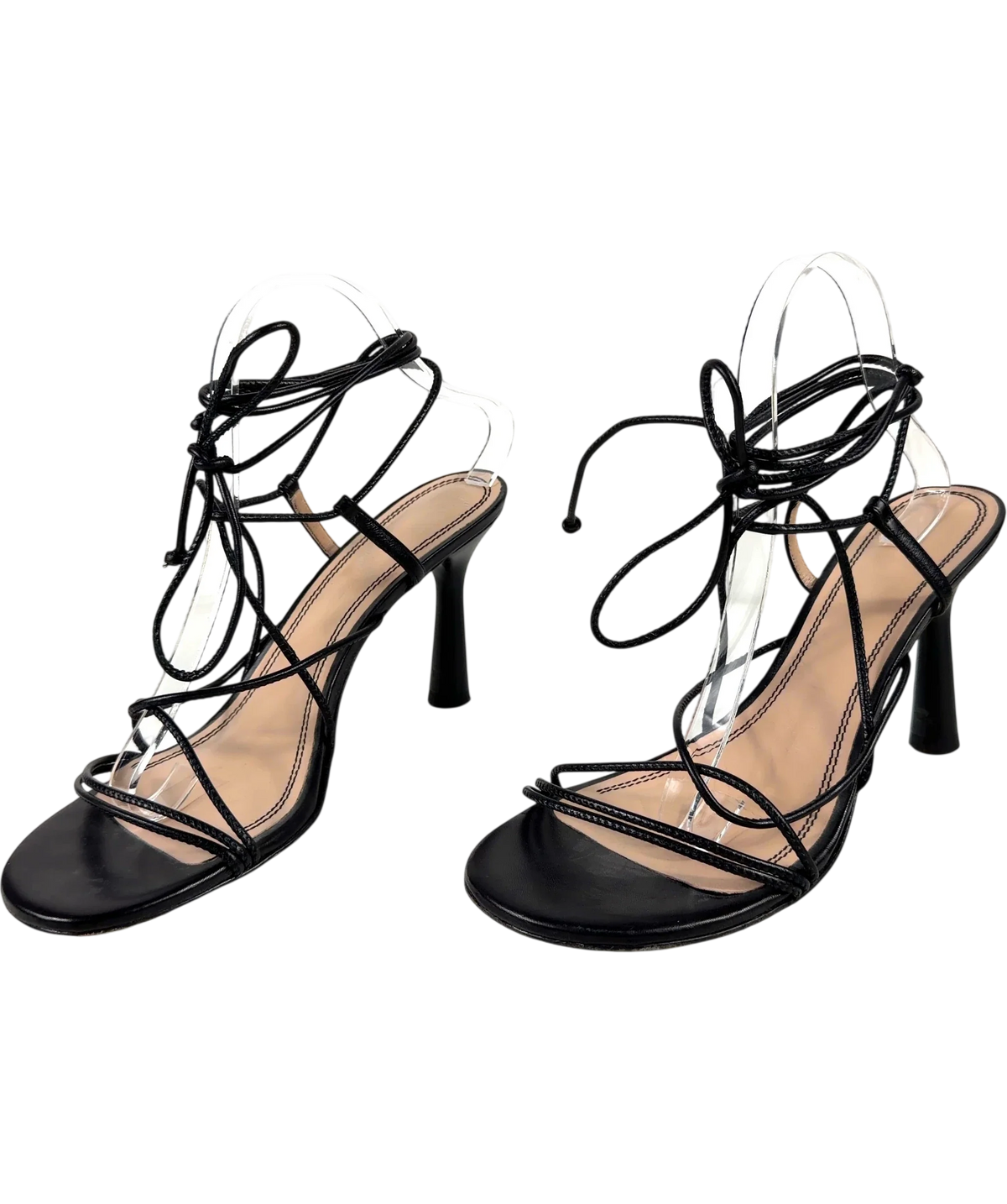 Russell & Bromley Black Dragon Strappy Round Toe Nappa Sandal, size UK 7 EU 40 👠 — label