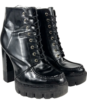 Zara Black Chunky Platform Lace-Up Boot UK 6 EU 39