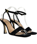 Russell & Bromley Black Negroni Crystal-Embellished Sandal, size UK 7 EU 40 👠 — front