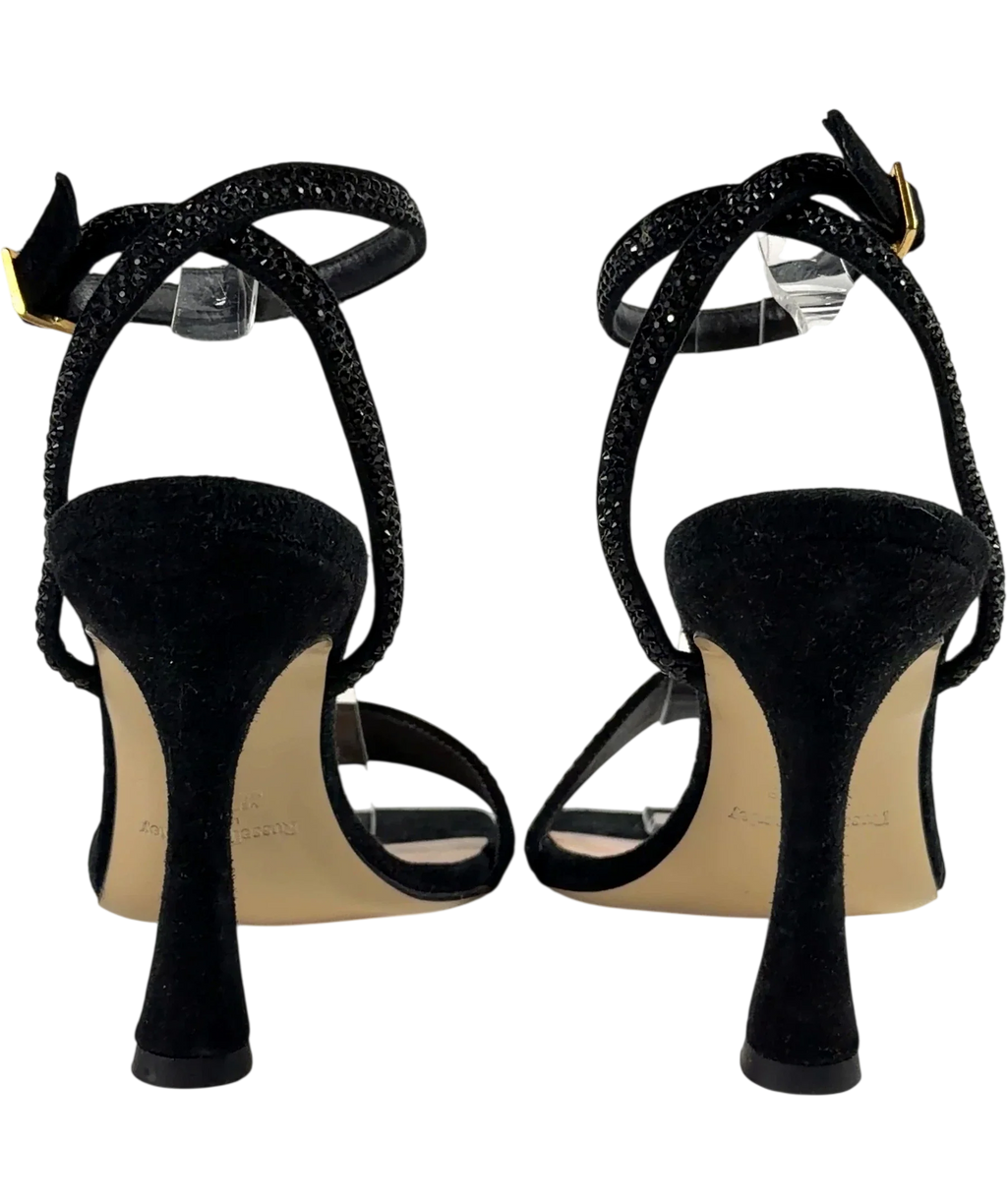 Russell & Bromley Black Negroni Crystal-Embellished Sandal, size UK 7 EU 40 👠 — back