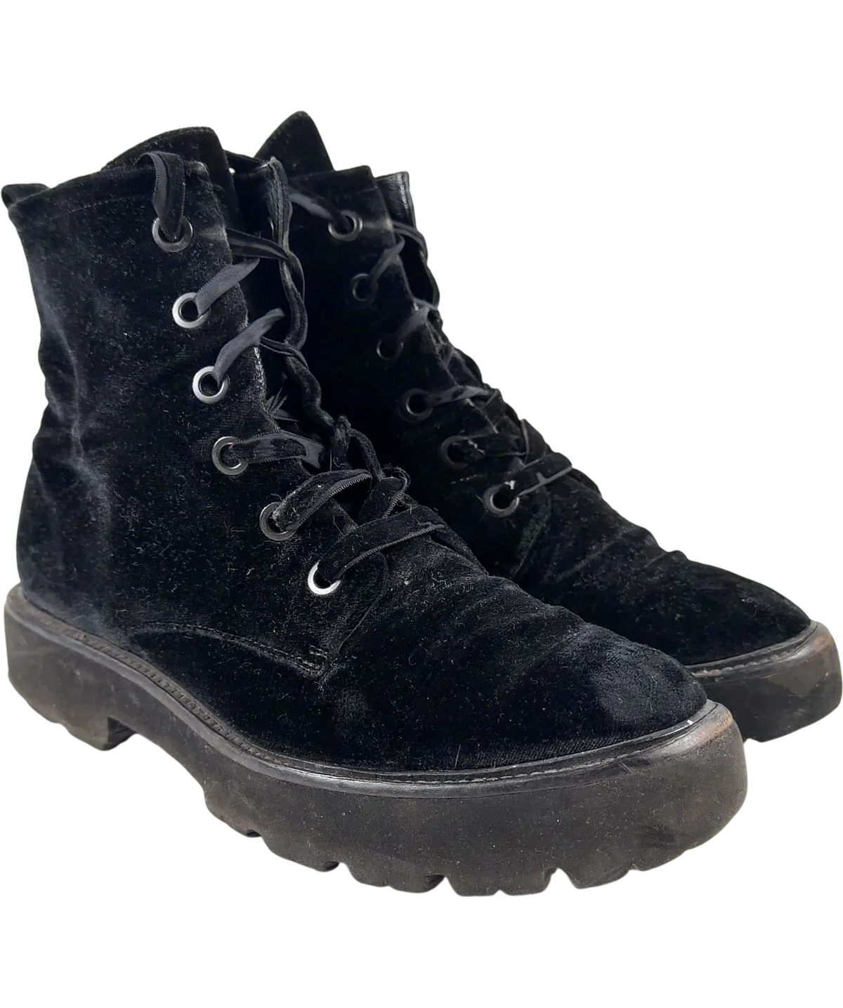 KENNEL & SCHMENGER Black Black Velvet Combat Boot, size UK 6 EU 39 👠 — front