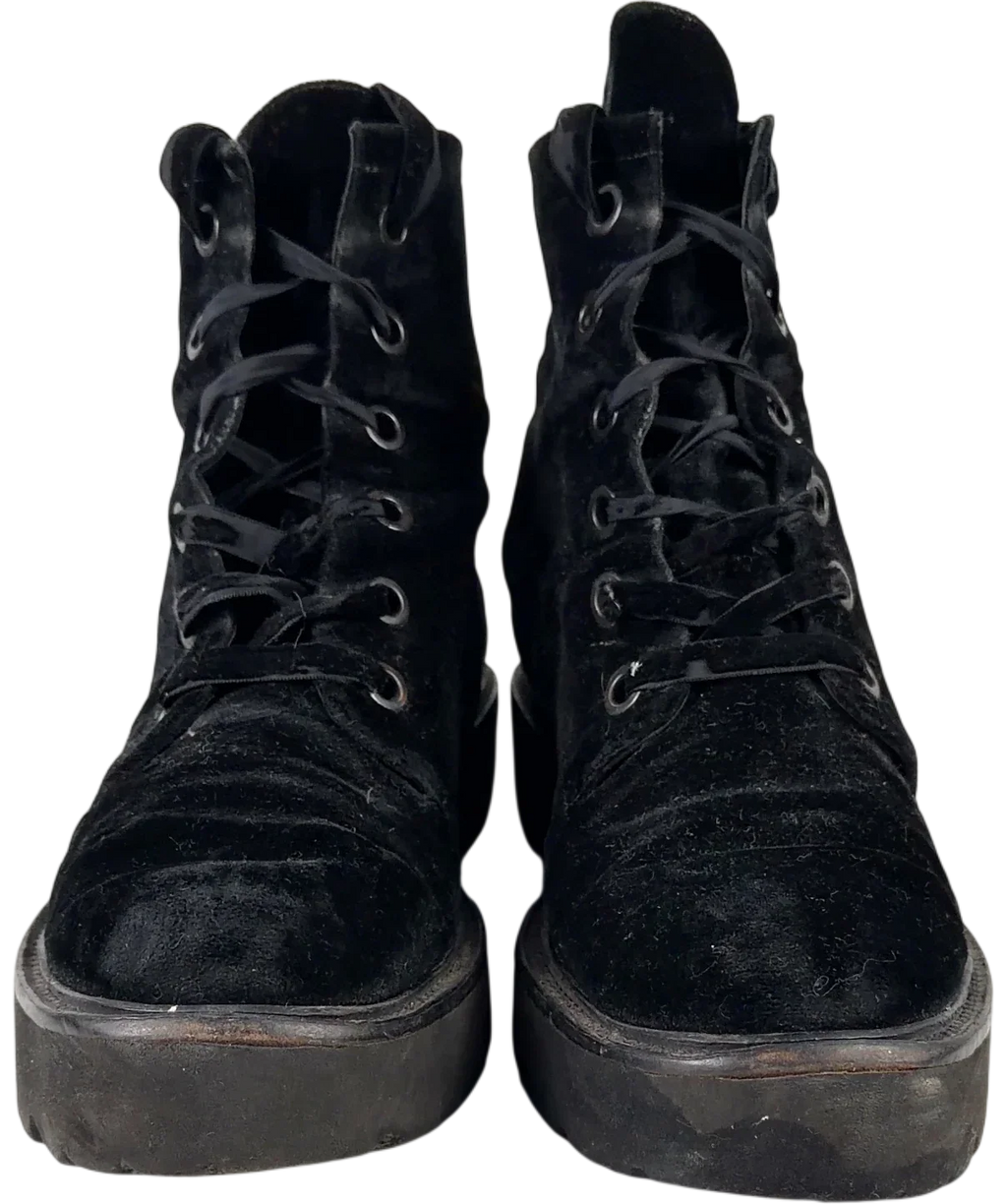 KENNEL & SCHMENGER Black Black Velvet Combat Boot, size UK 6 EU 39 👠 — detail