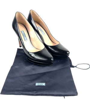 Prada Saffiano Leather Platform Pumps Black UK 4