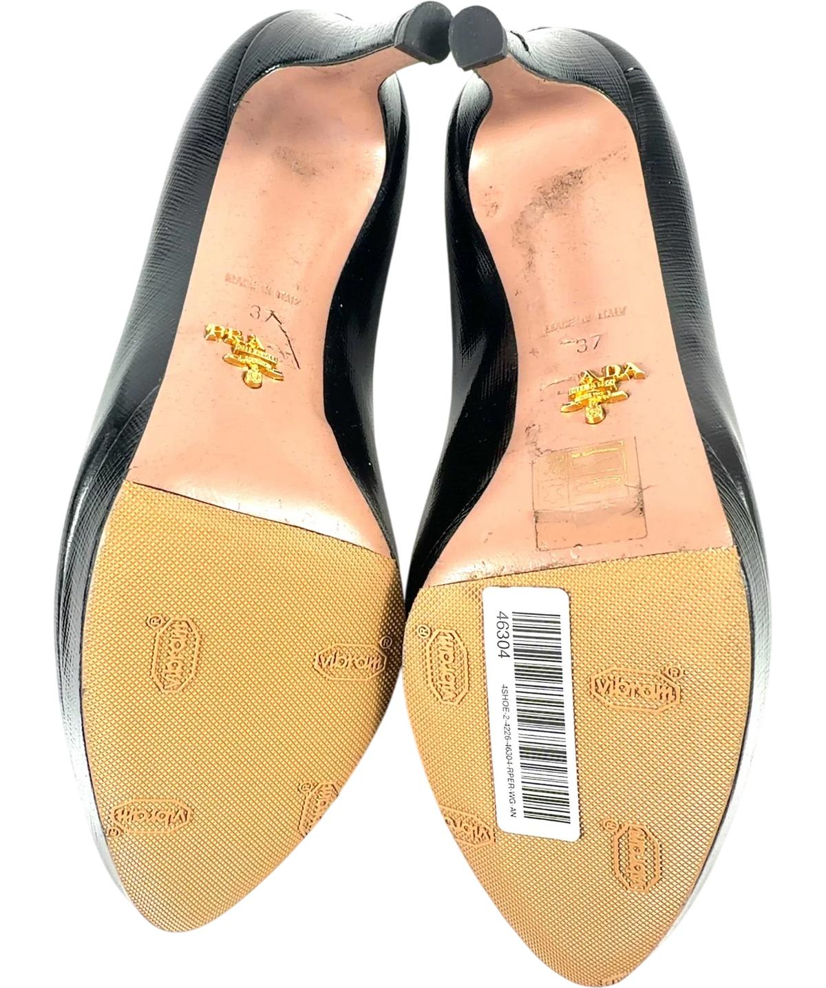 Prada Black Saffiano Leather Platform Pumps, size UK 4 EU 37 👠 — view 8
