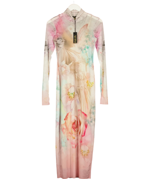 AFRM Pink Graphic Midi Dress UK S