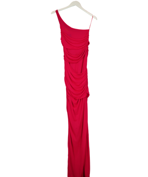 Gauge81 Red One-Shoulder Draped Dress UK S