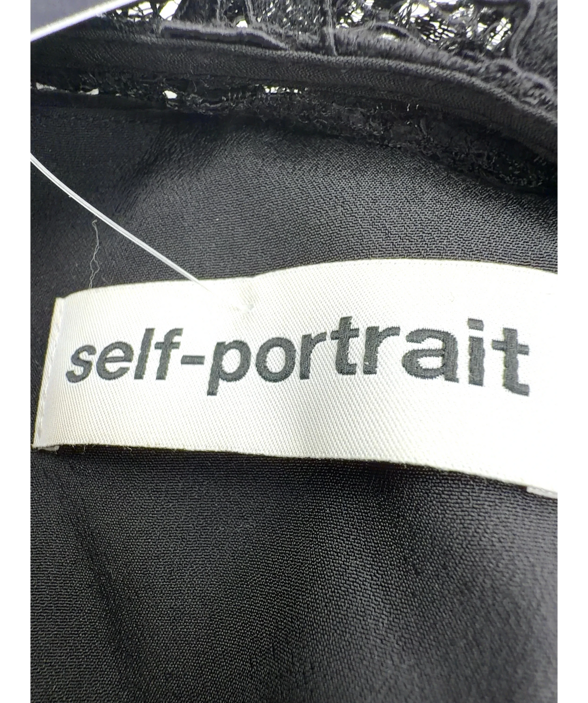 Self-Portrait Black Fine Cord Sleeve Mini Dress, size UK 10 — detail