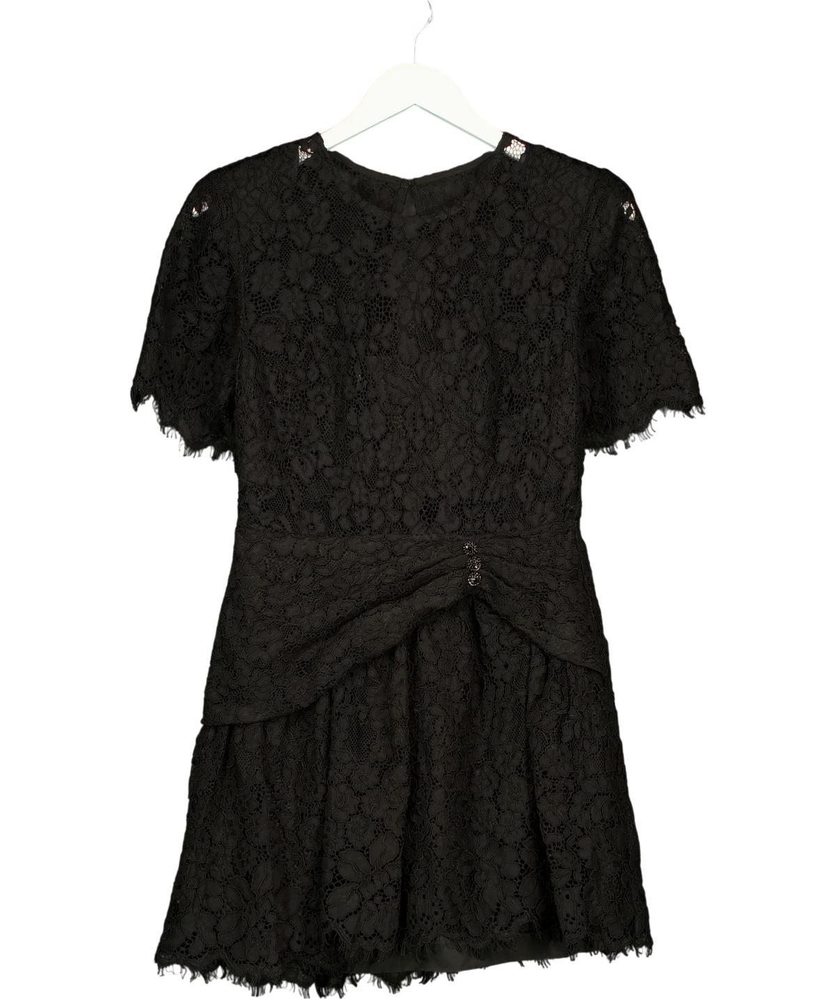 Self-Portrait Black Fine Cord Sleeve Mini Dress, size UK 10 — front