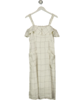 MNG White /Black !00% Linen Midi Dress UK S — Front